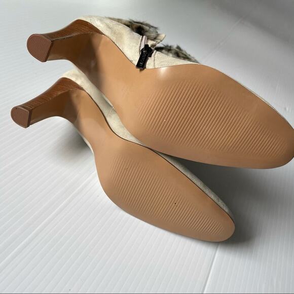 🆕Colin Stuart leopard faux fur suede booties cream size 9 NWOT - Picture 7 of 14